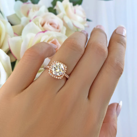 1.5 ctw Pear Halo Ring - 10k Solid Rose Gold, Sz 5-6