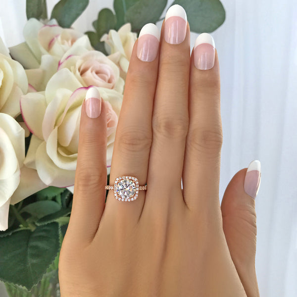 2.25 ctw Square Halo Ring - Rose GP