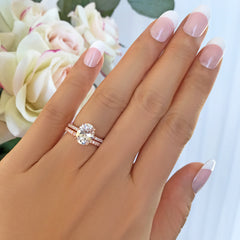 2.25 ctw Oval Accented Solitaire Set- Rose GP