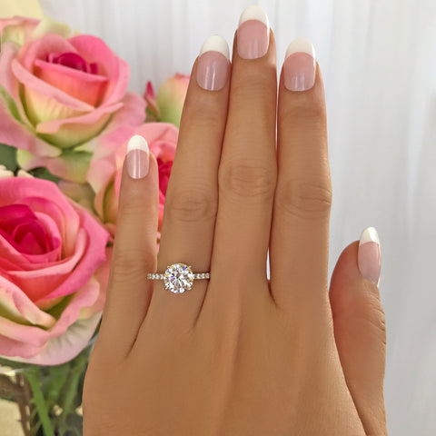 3.75 ctw Radiant Accented Solitaire Ring - Rose GP