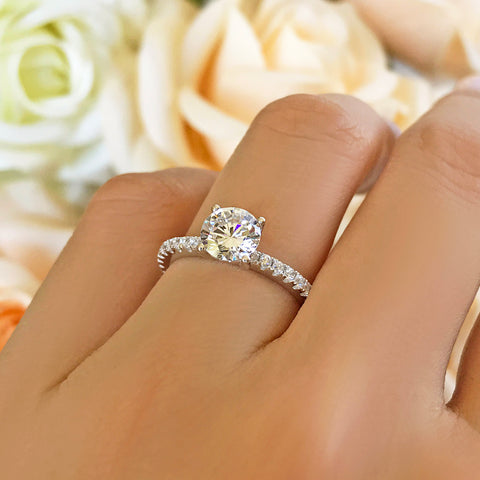 3/4 ctw Oval Accented Solitaire Ring