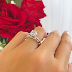 2.25 ctw 4 Prong Round Accented Art Deco Solitaire Set