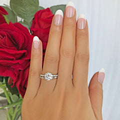 2.25 ctw 4 Prong Round Accented Art Deco Solitaire Set