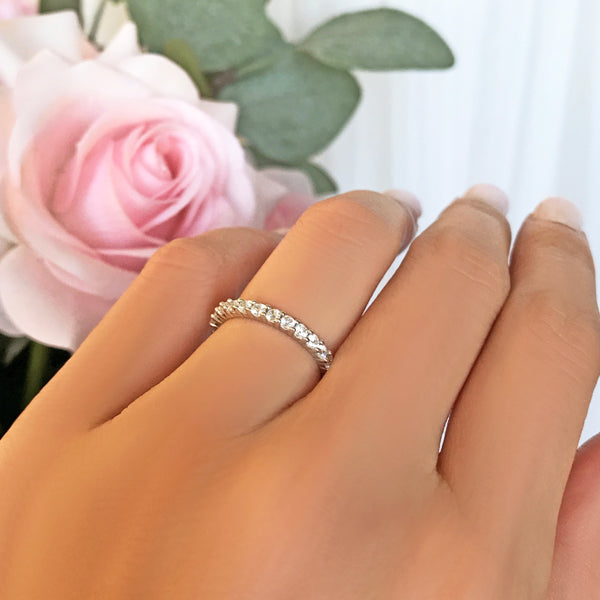 1 ctw 2mm Eternity Band - 10k Solid White Gold