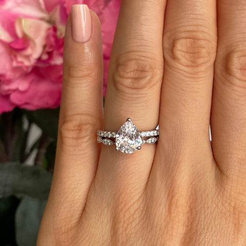 1.2 ct Pear Solitaire Bridal Set - Rose GP