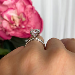 3.5 ct Radiant V Style Classic Solitaire Ring - 10k Solid White Gold
