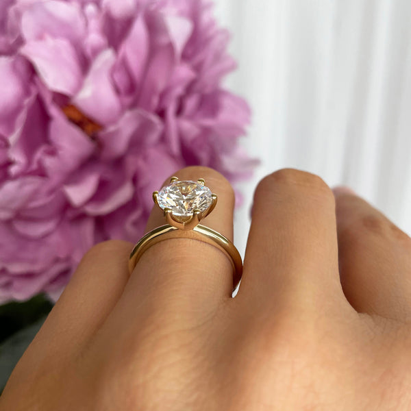 3 ct 6 Prong V Style Solitaire Ring - 10k Solid Yellow Gold, Sz 5-9, 30% Final Sale