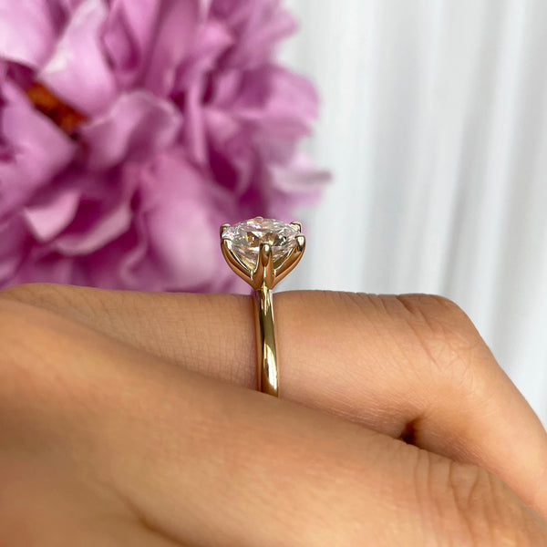 3 ct 6 Prong V Style Solitaire Ring - 10k Solid Yellow Gold, Sz 5-9, 30% Final Sale