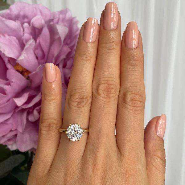 3 ct 6 Prong V Style Solitaire Ring - 10k Solid Yellow Gold, Sz 5-9, 30% Final Sale