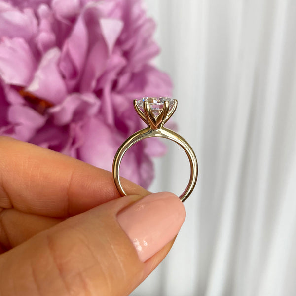 3 ct 6 Prong V Style Solitaire Ring - 10k Solid Yellow Gold, Sz 5-9, 30% Final Sale