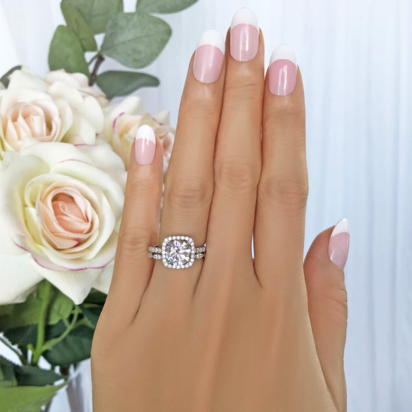 2.25 ctw Square Halo Art Deco Set