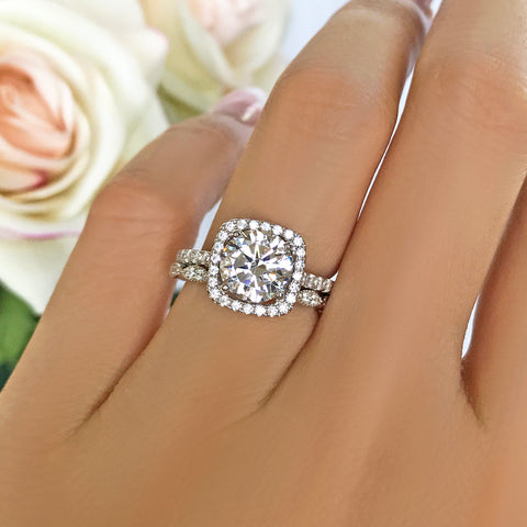 2.25 ctw Oval Halo Art Deco Set - Yellow GP