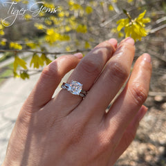 2 ct Cushion Art Deco Solitaire Set, 30% Final Sale
