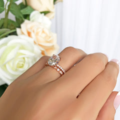 3.25 ctw Oval Accented Solitaire Art Deco Marquise Set - Rose GP