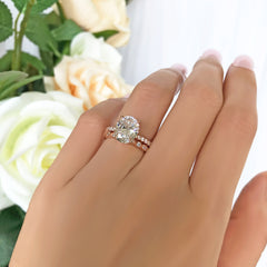 3.25 ctw Oval Accented Solitaire Art Deco Marquise Set - Rose GP