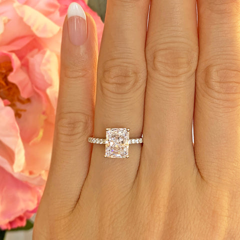 3.75 ctw Radiant Accented Solitaire Ring - Rose GP
