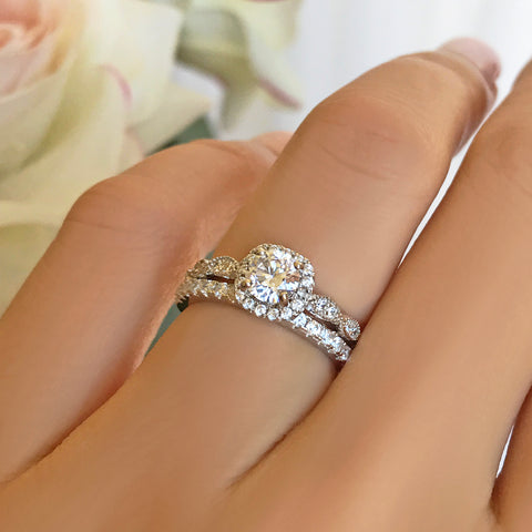 2.25 ctw Oval Halo Art Deco Set - Yellow GP