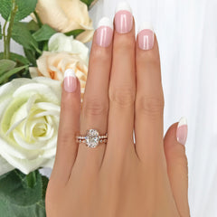 3.25 ctw Oval Accented Solitaire Art Deco Marquise Set - Rose GP