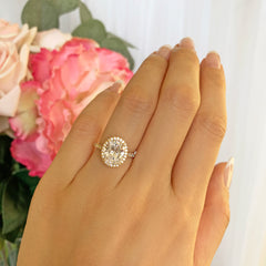 3.25 ctw Oval Halo Ring - 10k Solid Yellow Gold, Sz 4