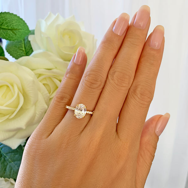 2.25 ctw Oval Accented Solitaire Ring - Yellow GP