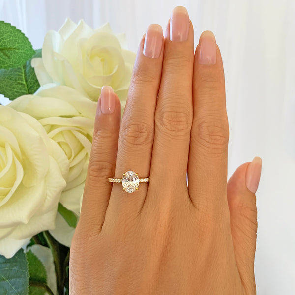 2.25 ctw Oval Accented Solitaire Ring - Yellow GP