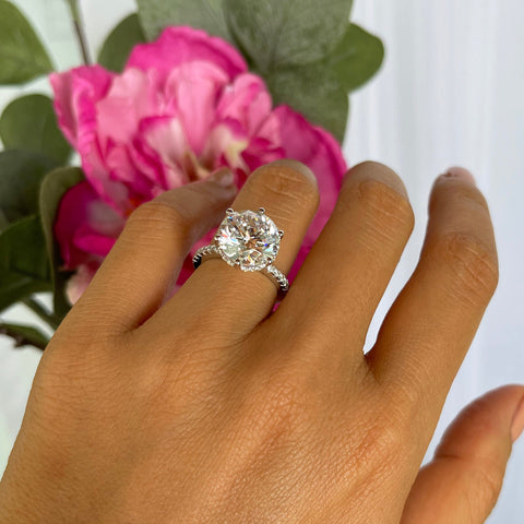 5.25 ctw 6 Prong Round Accented Ring - Yellow GP, 30% Final Sale