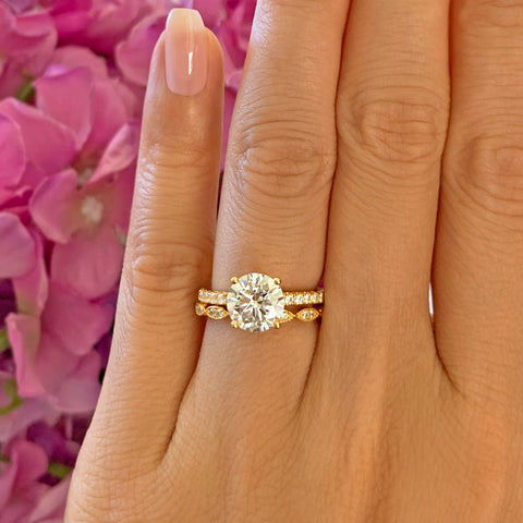 2.25 ctw Oval Accented Solitaire Set - Yellow GP