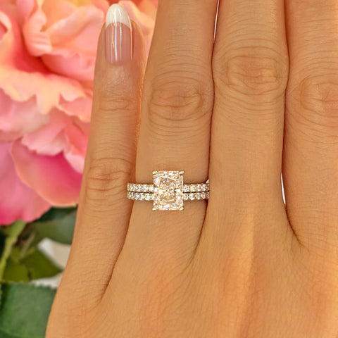 3 ctw Radiant Accented Solitaire Set