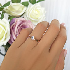 1/2 ct Solitaire Ring - 10k Solid Rose Gold, Sz 5 or 8