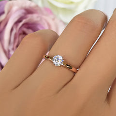 1/2 ct Solitaire Ring - 10k Solid Rose Gold, Sz 5 or 8