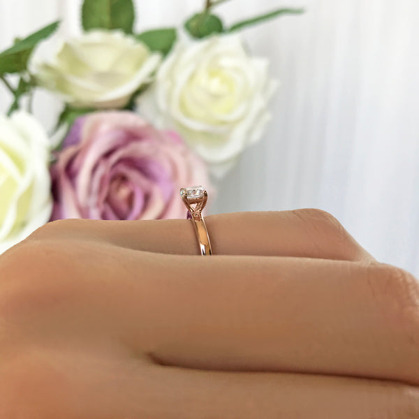 1/2 ct Solitaire Ring - 10k Solid Rose Gold, Sz 5 or 8