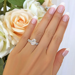 3.25 ctw Oval Accented Solitaire Set