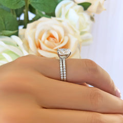 3.25 ctw Oval Accented Solitaire Set