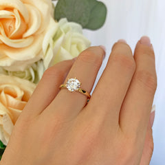 1.5 ct 6 Prong Solitaire Ring - 10k Solid Yellow Gold, Sz 9