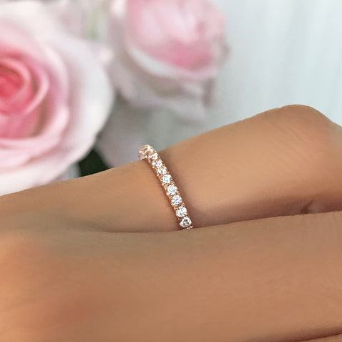 Classic Half Eternity Band - 10k Solid White Gold