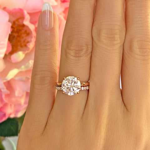 3/4 ctw Oval Accented Solitaire Set - Rose GP