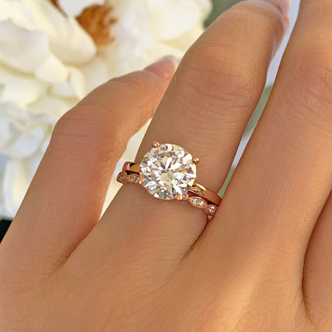 5.25 ctw 6 Prong Round Accented Ring - Rose GP, 30% Final Sale