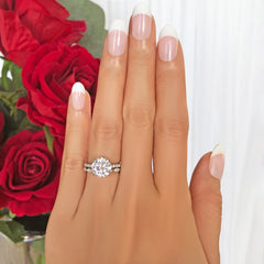 3.25 ctw Art Deco Round Accented Solitaire Set