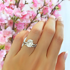 3.25 ctw Art Deco Oval Accented Solitaire Set