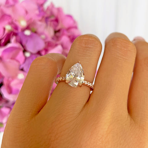 2 ctw Pear Accented Solitaire Set