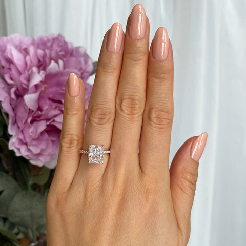 3 ctw Cushion Cut Halo Ring - 10k Solid Rose Gold, Sz 5-10