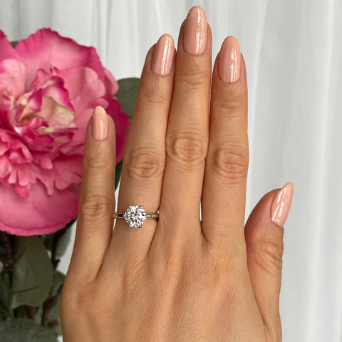 1 ct Classic V Style 4 Prong Solitaire Ring - 10k White Gold