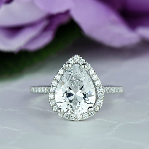 2.5 ctw Pear Halo Ring