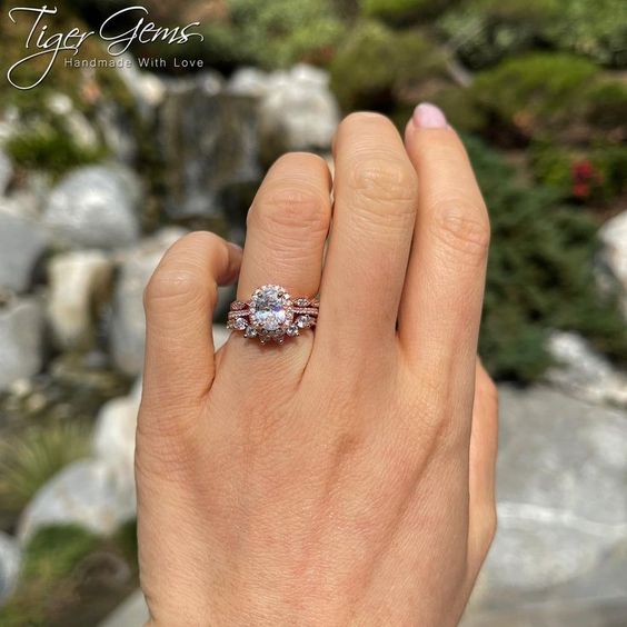 1.5 ctw Oval Halo Ring - Rose GP, 50% Final Sale