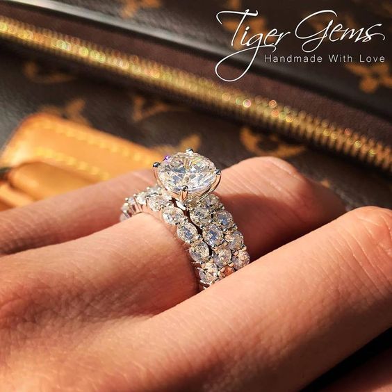 6 ctw 2 ct Center Full Eternity Solitaire Set - 30% Final Sale, Sz 4, 5, 10