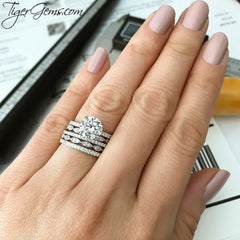 2.25 ctw 4 Prong Round Accented Art Deco Solitaire Set