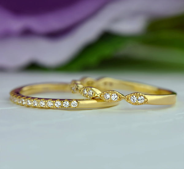 Art Deco Half Eternity Band Set - Yellow GP