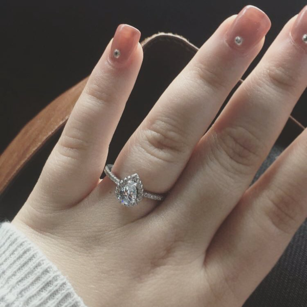 1 ctw Pear Halo Ring - 30% Final Sale