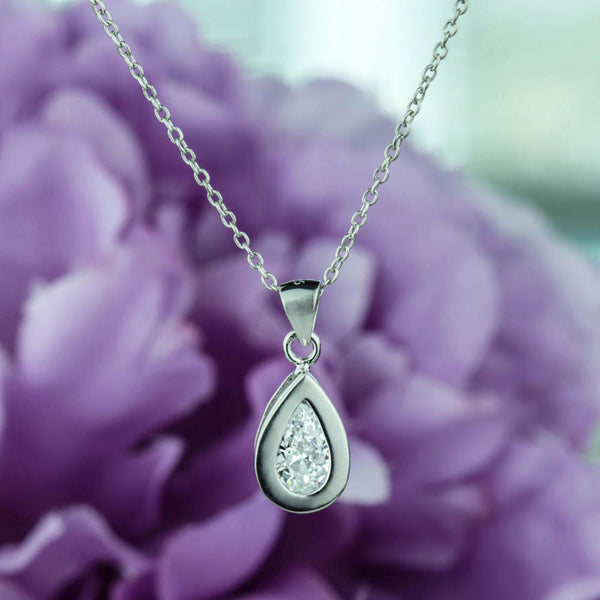 1.25 ct Pear Bezel Necklace