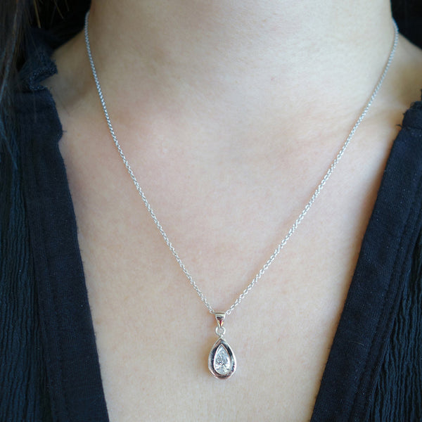 1.25 ct Pear Bezel Necklace